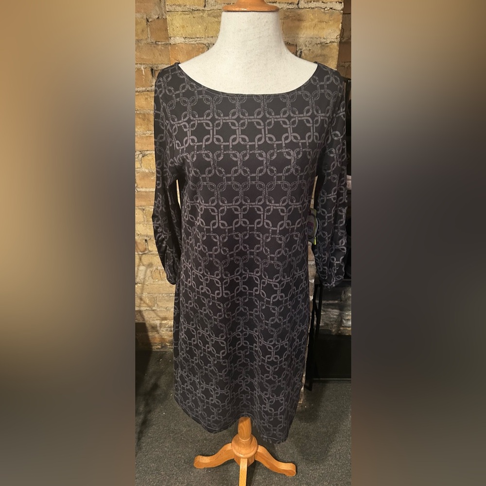 NWT Soybu Black and Gray Geometric Long Sleeve Sporty Dress